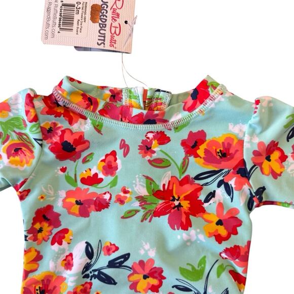 Ruffle Butts Painted Flowers Long Sleeve One-Piece Rashguard Swimsuit Size 0-3 M - Picture 3 of 8